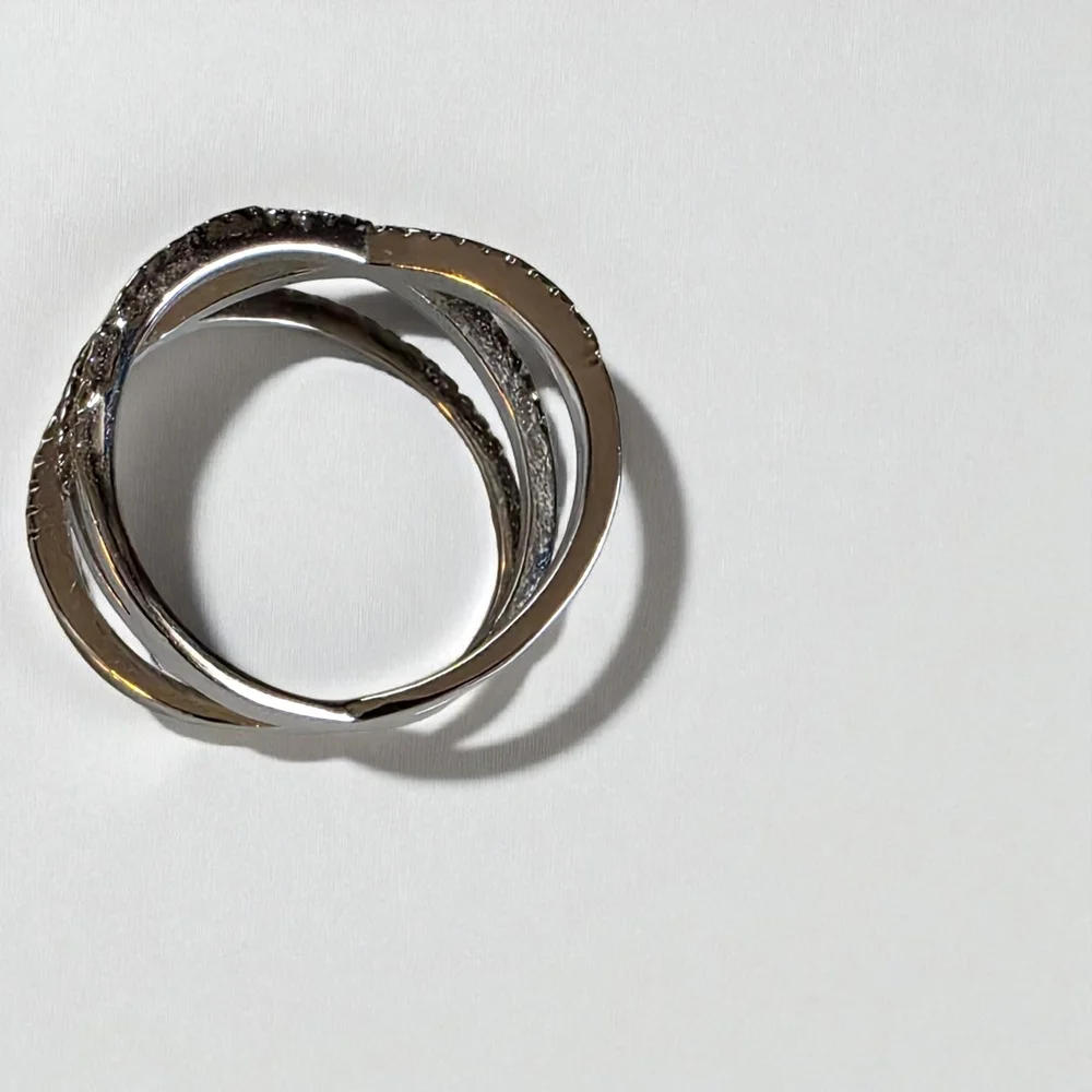 Silver CZ Crisscross Ring